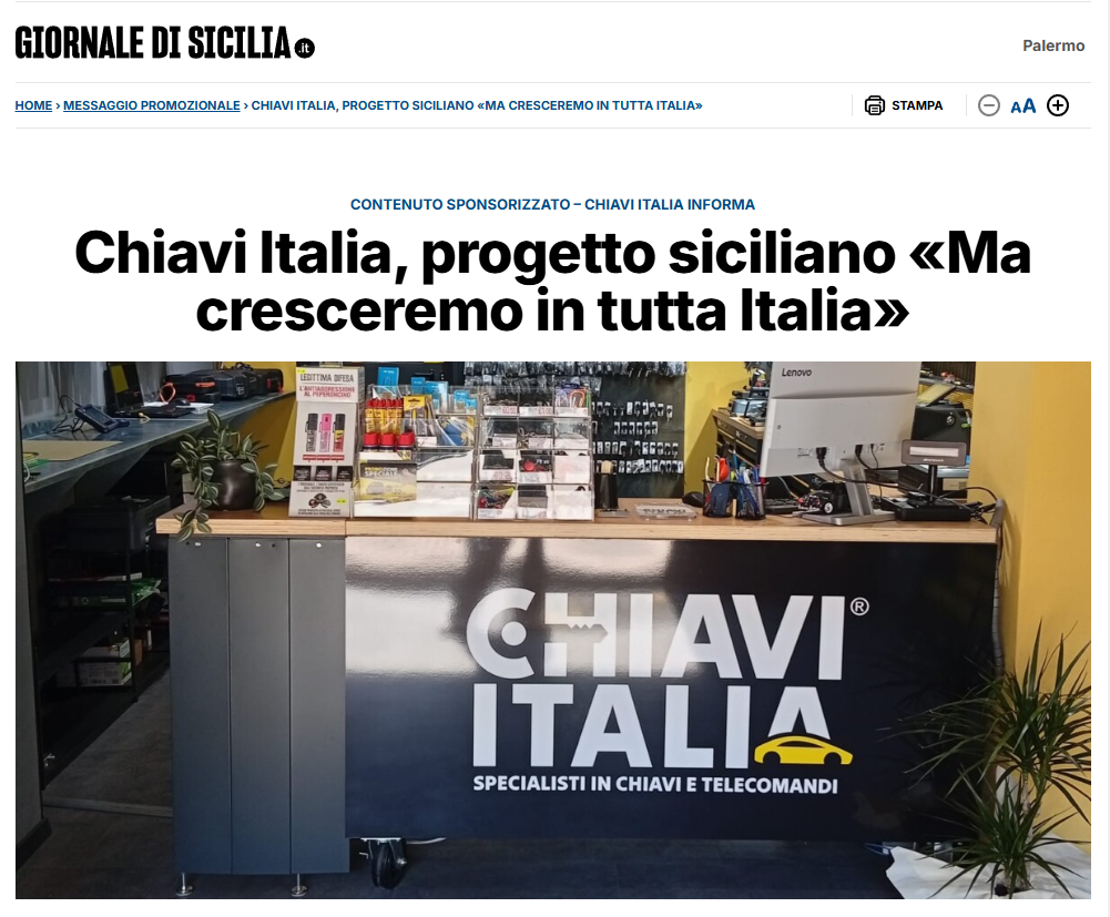 Chiavi Italia sul Giornale di Sicilia